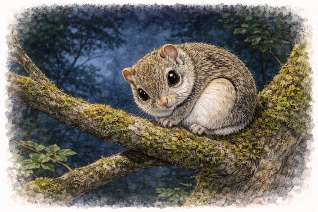 Japanese dwarf flying squirrel illustration