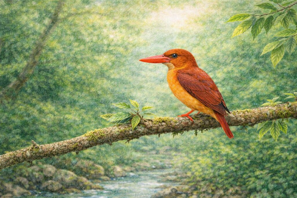 Illustration of a Ruddy Kingfisher