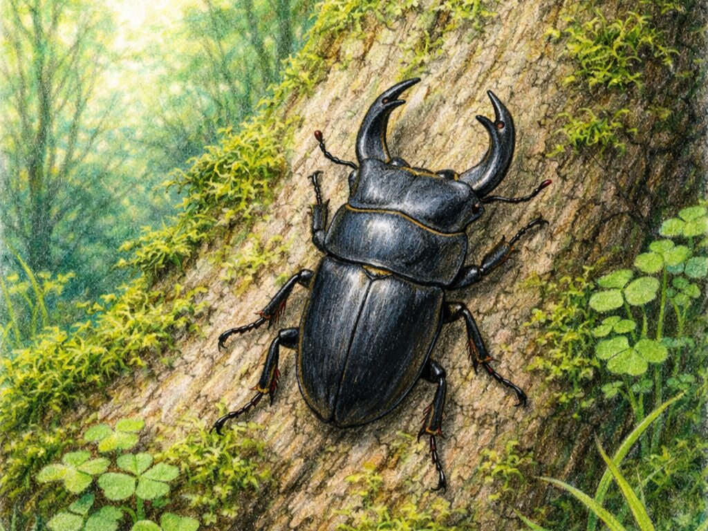 Japanese giant stag beetle illustration